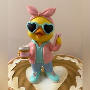 Resin Easter Duck with Heart Sunglasses, Coffee, Cell Phone & Pink Bow
